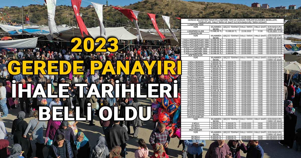 2023 Gerede Panayiri ihaleleri