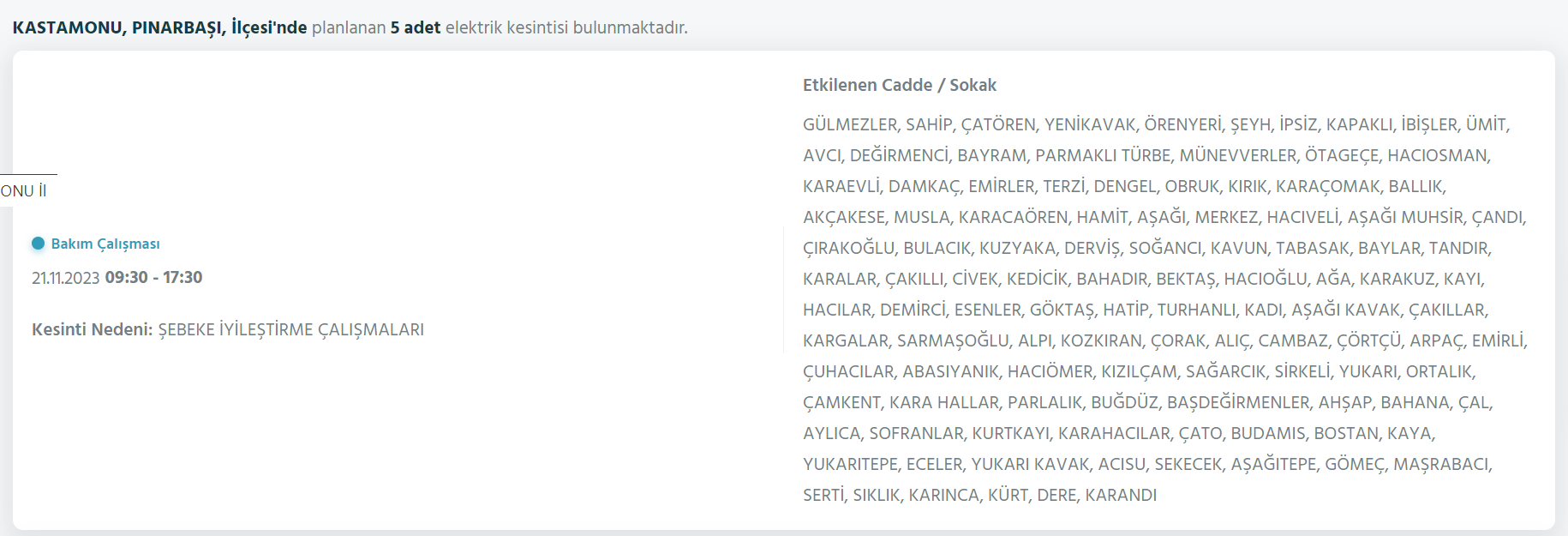 elektrik kesintisi