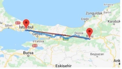 Bolu İstanbul İsitkamet Harita