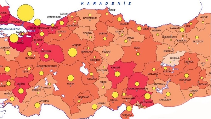 Türkiye Haritası Sıcaklık Deprem Şehirler İstanbul Bolu Ankara