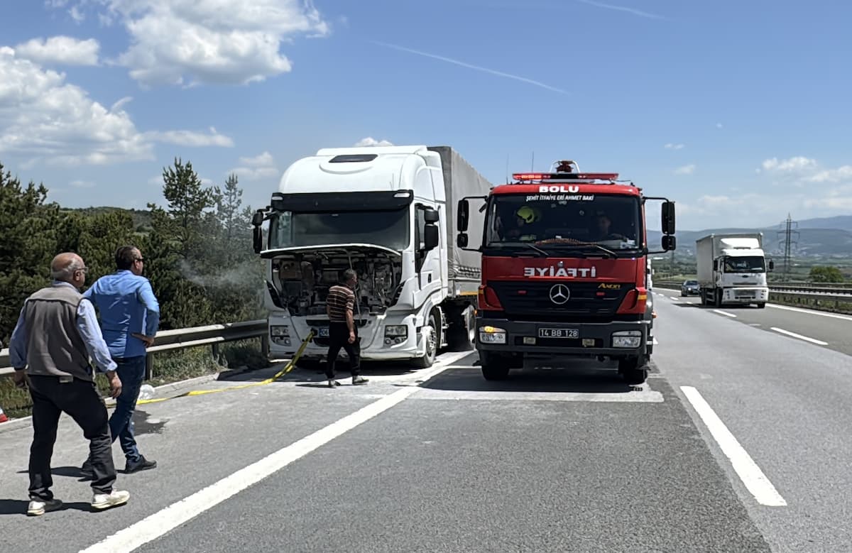 Bolu'da Otoyolda Alev Alev! Bir Anda Yandı