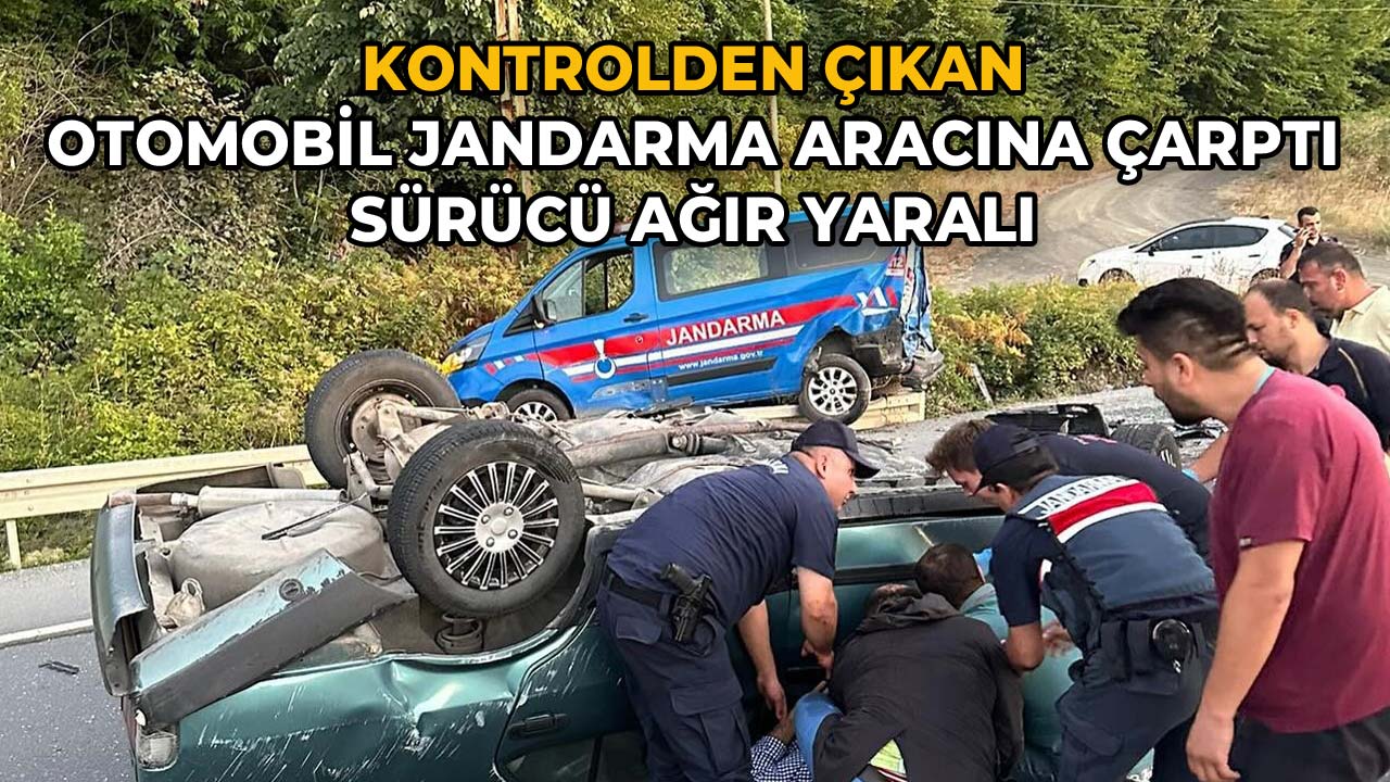 Kontrolden Çıkan Tofaş Jandarma Aracına Çarptı 1 Ağır Yaralı