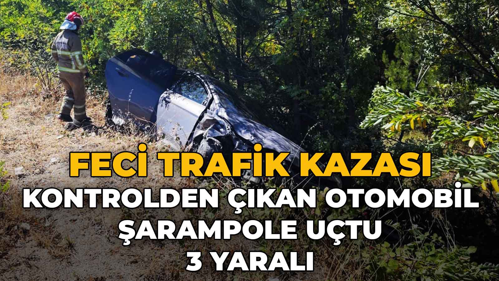 Kontrolden Çıkan Otomobil Şarampole Uçtu65