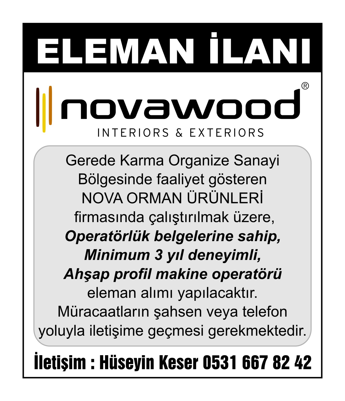 nova eleman ilanı