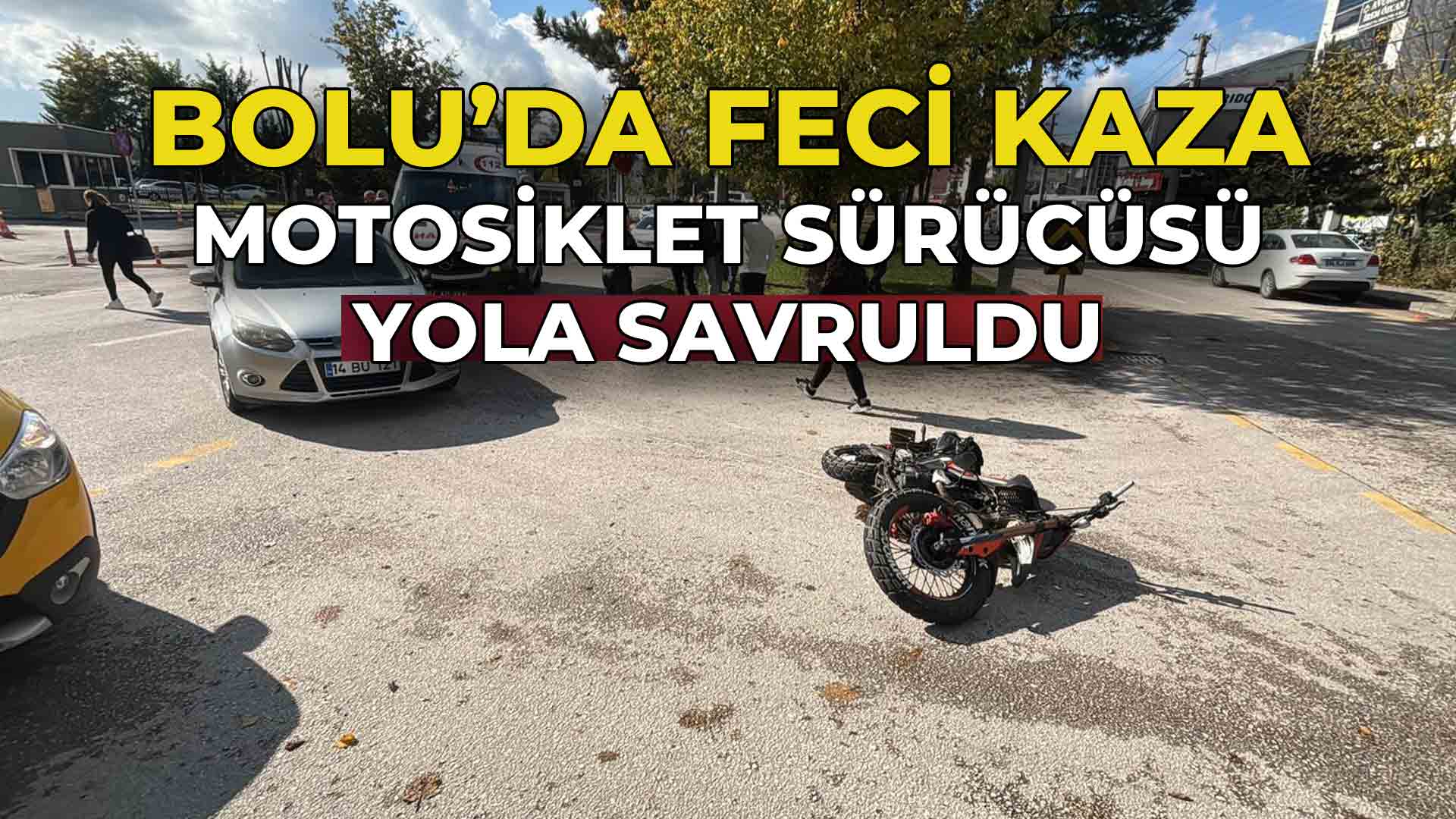Bolu da Motosiklet Sürücüsü Yola Savruldu
