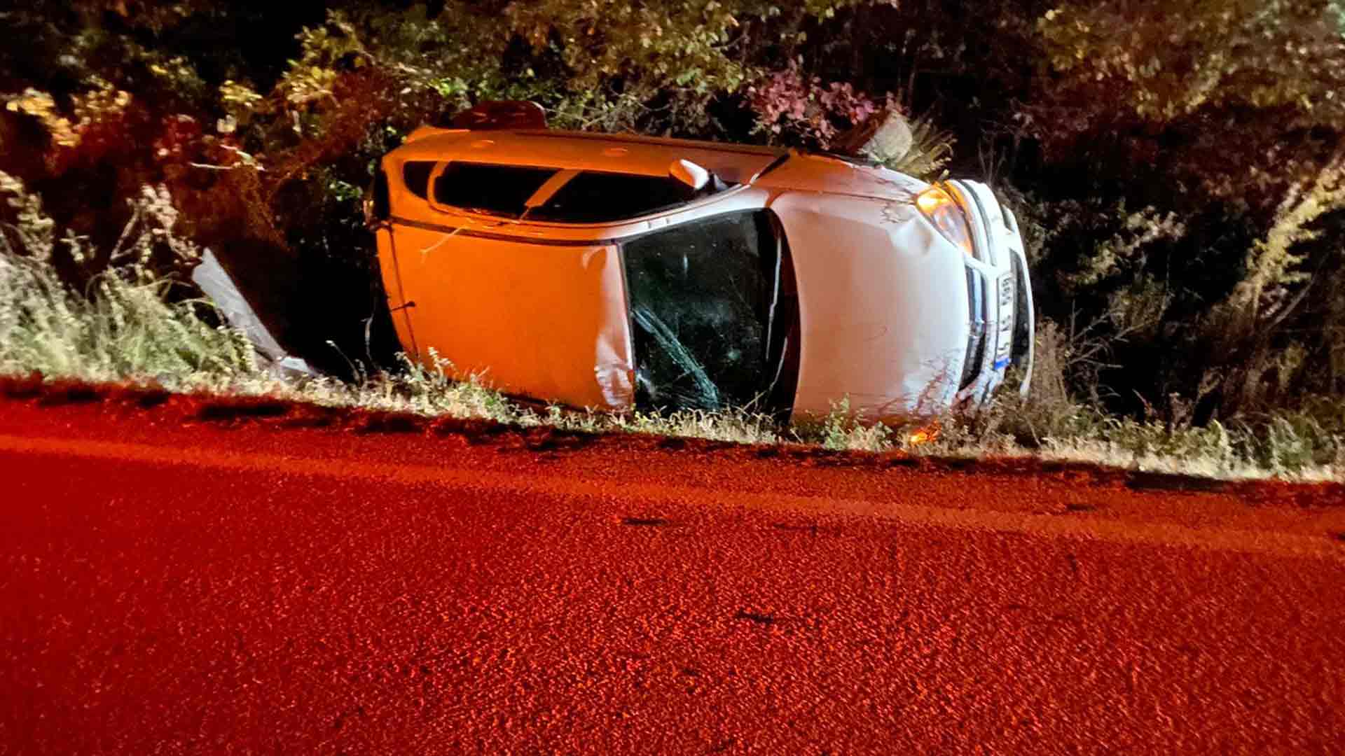 Bolu'da Ehliyetsiz Sürücü Takla Attı Ha2staneye Kaldırıldı