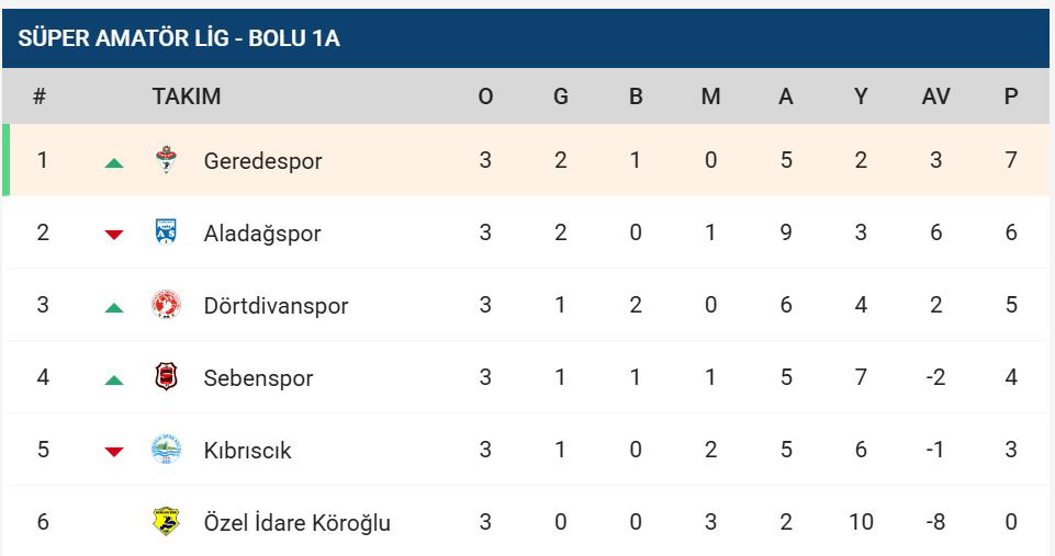 Celal Uslu Bolu 1. Amatör Küme Play Off Puan Durumu
