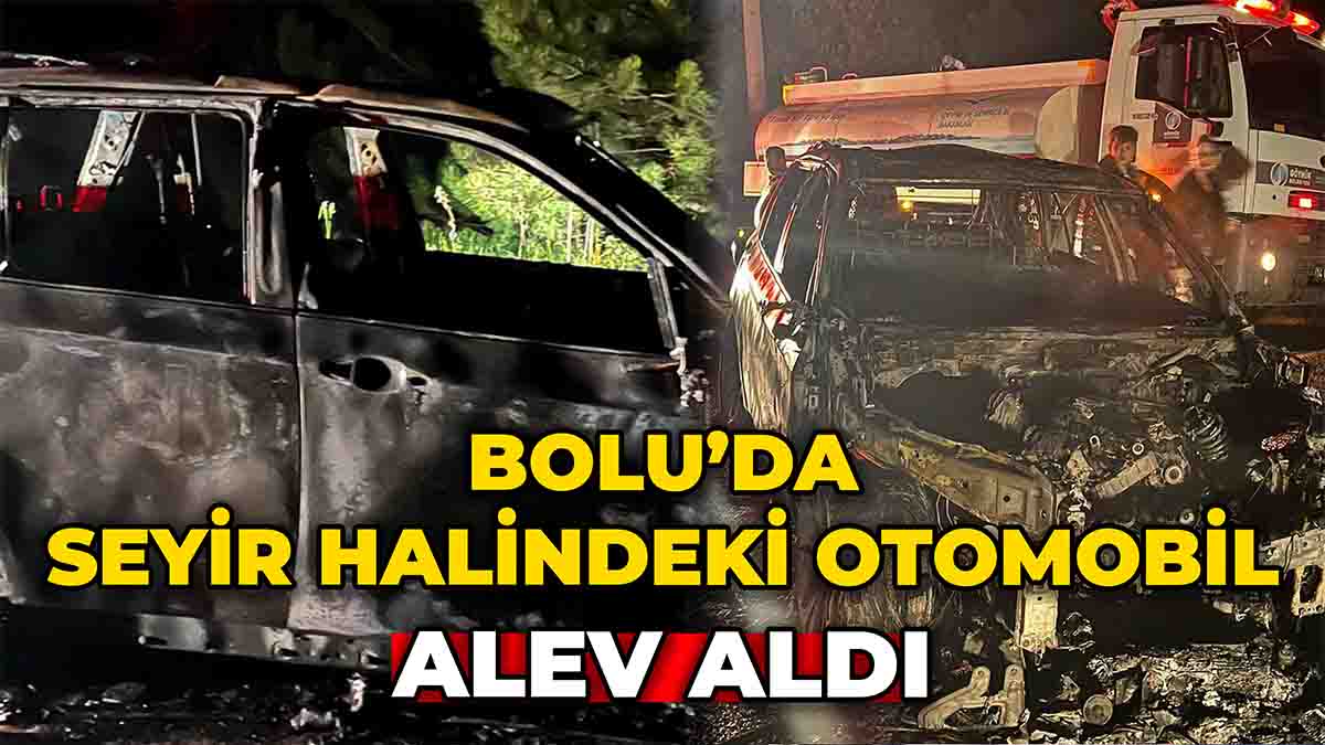 Bolu’da Seyir Halindeki Otomobil Alev Aldı