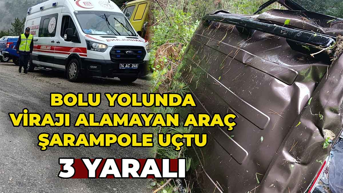Bolu Yolunda Virajı Alamayan Araç Şarampole Uçtu