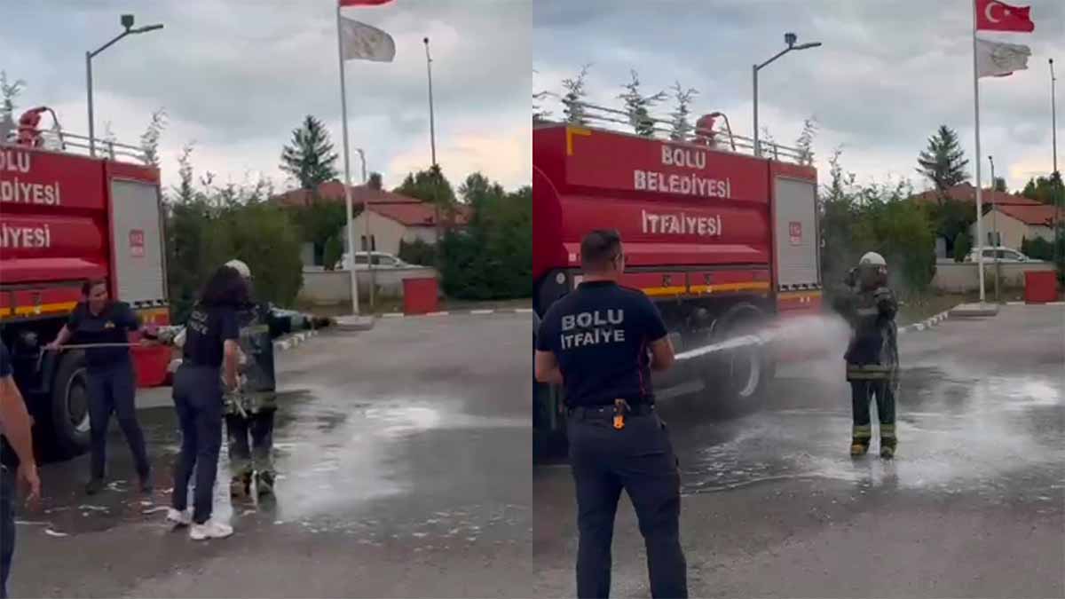 Bolu'da İtfaiyecilerden Stajyer Öğrenciye Sürpriz Veda 2