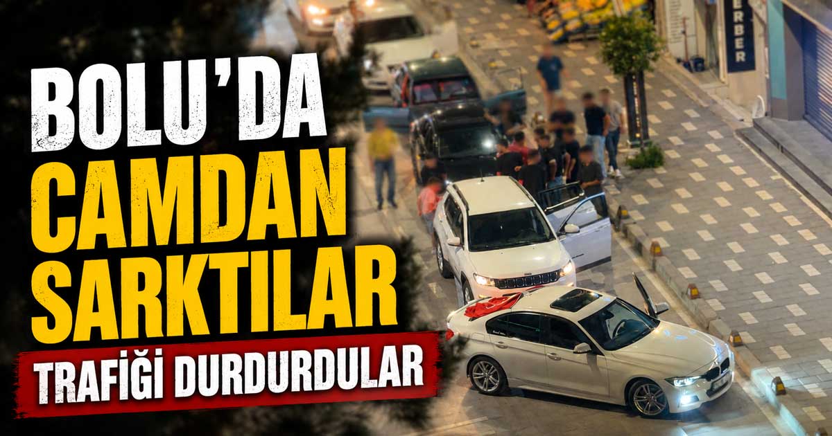 Bolu'da Camdan Sarktılar, Trafiği Durdurdular
