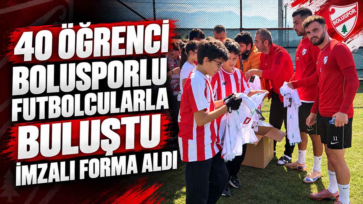Bolu’da 50. Yıl İzzet Baysal Ortaokulu’nda eğitim gören 40 öğrenci, Boluspor’u ziyaret ederek takımın antrenmanını yakından takip etti. Öğrenciler, antrenman sonrasında futbolcularla bir araya gelerek imzalı forma aldı.